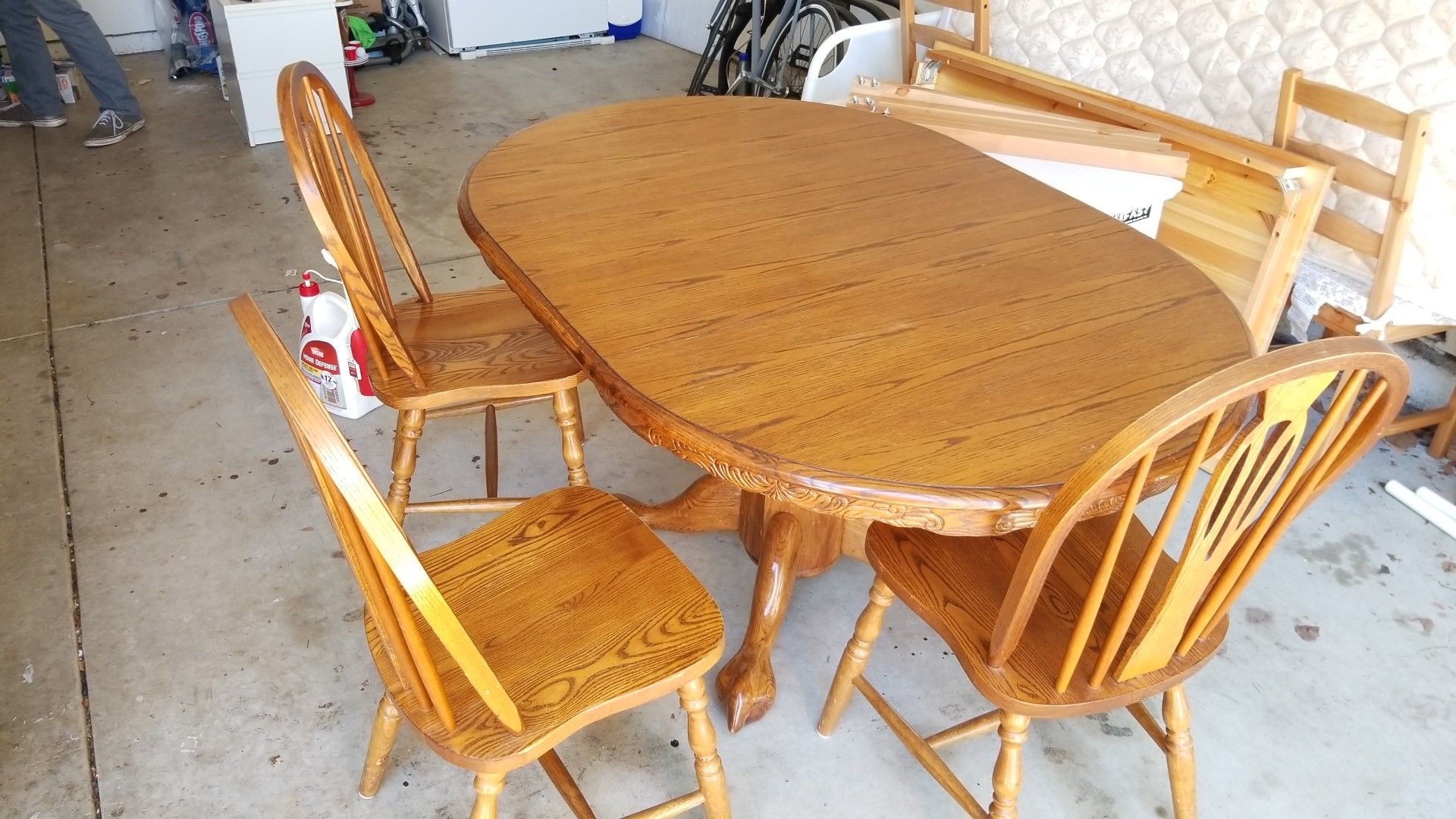 Oak Ball and Claw table and 3 chairs