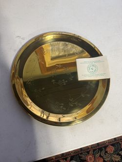 Princess House Heritage 12" round shiny brass serving tray
