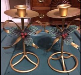 Set of Christmas Taper Candle Holders