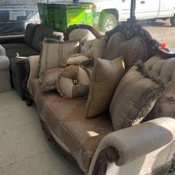 Brand New Latisha Sofa Tan & Antique oak couch