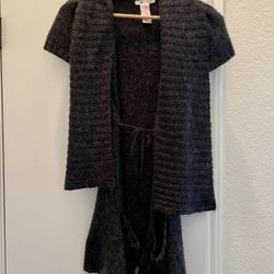 MEDIUM Tulle short sleeve sweater/cardigan with scarf attached