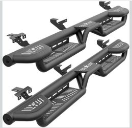 Three Raised Steps Running Boards (Wheel to Wheel Side Steps) Compatible with 2020-2026 Jeep Gladiator JT 4 Door, Bed Access Nerf Bars, Bolt-on Rock S
