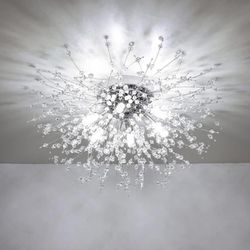 6-light Crystal Dandelion Flush Mount Ceiling Light, Modern Sputnik Crystal Firework