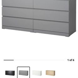 MALM 6-drawer dresser, gray stained, Ikea 