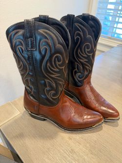 Mens Two-Tone Leather Western Cowboy Boots 10.5 EE
