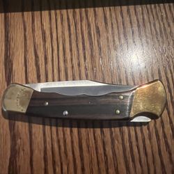 Vintage Buck 110+ Manual Folding Knife w/ Leather Sheath – USA Made, Classic