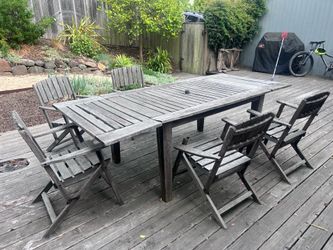 Weathered teak table and chairs