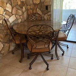 Marble Table With Four Chairs, Dining Room Set