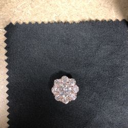 Big Flower Halo Moissanite Pendant Slider 10k Rose Gold