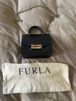 Authentic Furla Julia Mini Black Saffiano Leather Crossbody / Top Handle Bag