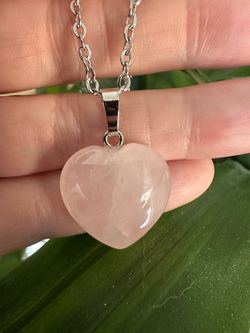New, beautiful Rose Quartz Crystal heart necklace.