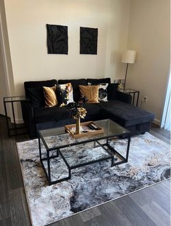 Black L Shape Couch w/ Storage