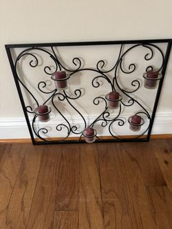 Wrought Iron Scroll Wall Black Candle Holder
