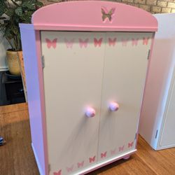 Emily Rose 18 Inch Doll Wooden Furniture Clothes & Accessories Storage Closet Armoire