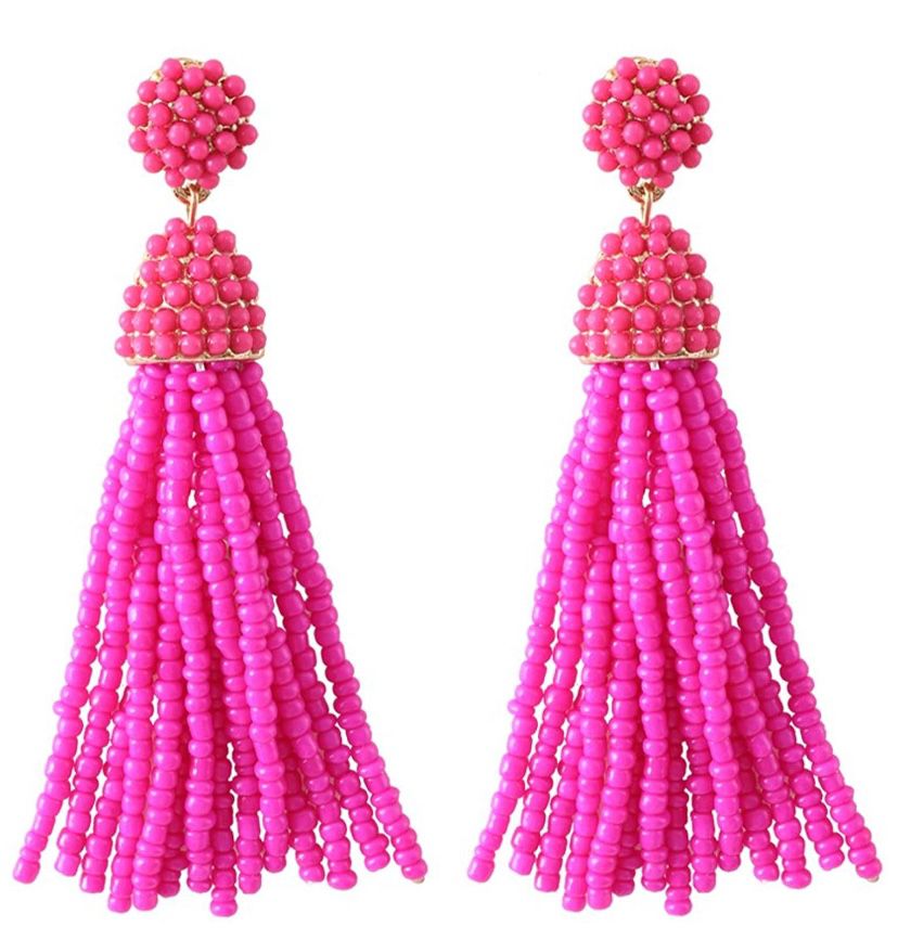 Women's Beaded tassel earrings Long Fringe Drop Earrings
