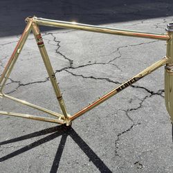 Medici Pro Strada Gold Chromed Road Bike Frameset Campagnolo Record Headset 56cm 
