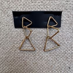 Contemporary Gold Geometric Triple Triangle Drop Earrings
