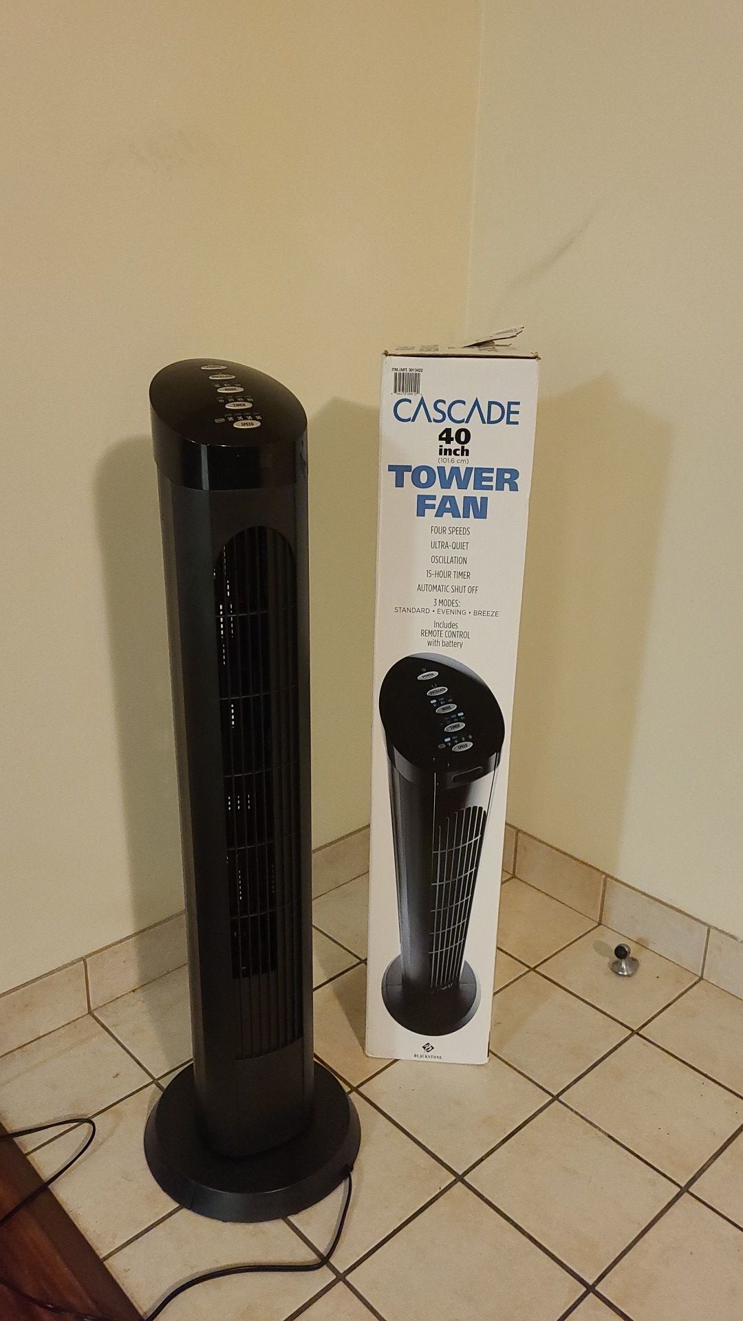 Cascade 40 inch tower fan (no remote)