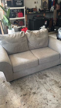 Grey fabric couch/love seat