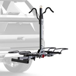 2-Bike Hitch Rack with Lock, Folding Fat Tire Bike Carrier, 200 LBS, 2'' Receiver