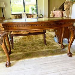 Wood Console Table With Glass Top