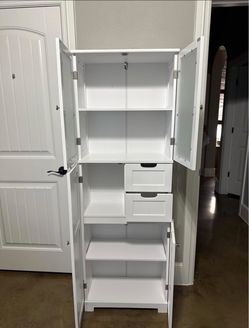 Tall storage Cabinet with glass doors
