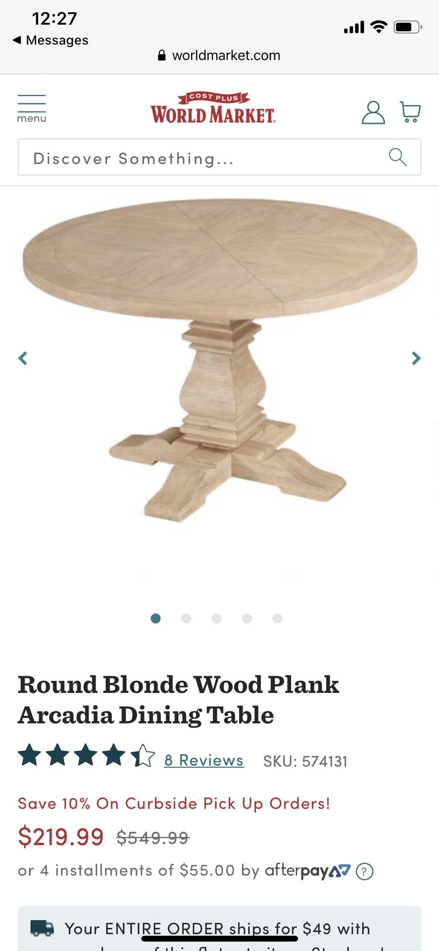 Round dining table.