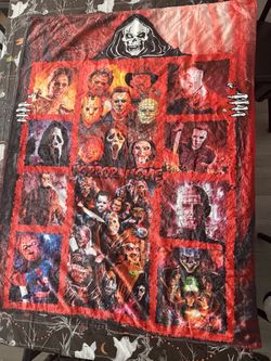 Halloween Horror Movie Characters Fleece Throw Blanket