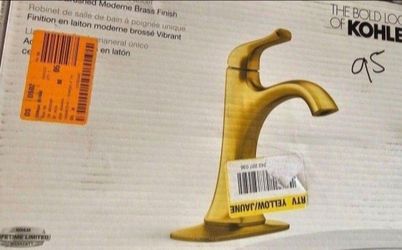 Kohler Sundae Single Handle Bathroom Faucet In Brushed Brass With 4" Deckplate