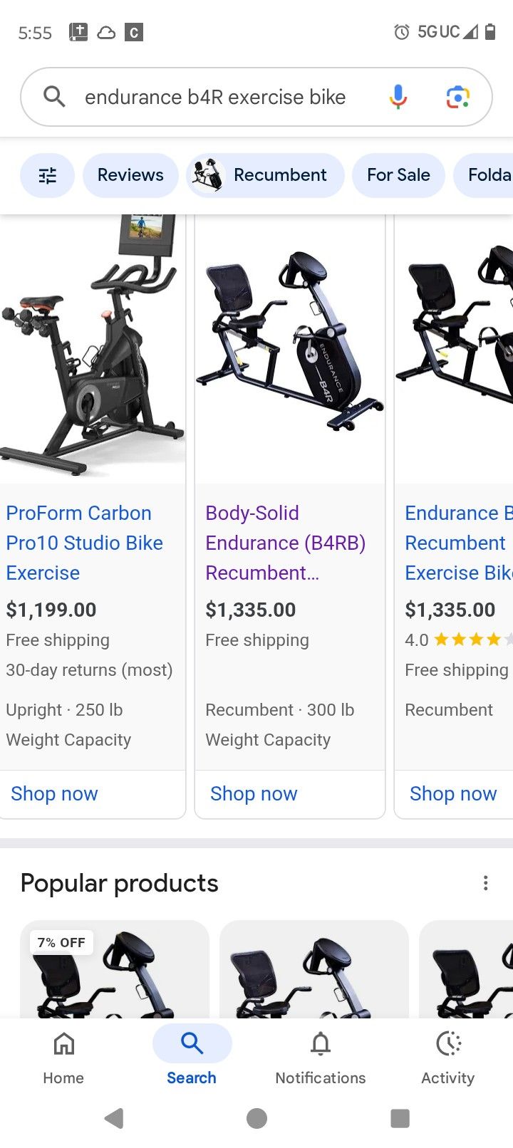 Endurance B4RB Recumbent Bike