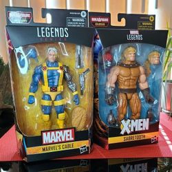 Marvel Legends X-Men Cable Zabu BAF & AOA Sabretooth Action Figure Bundle 
