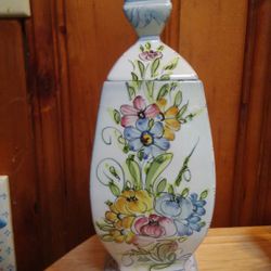 Hand Painted Ceramic Lidded Jar