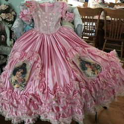 GORGEOUS! BREATHTAKING! Victorian Satin & Lace Pink Party/Pageant Dress!!!