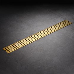 Luxier 24 in. Stainless Steel Linear Shower Floor Drain Drain Cover in Brushed Gold, FD01-24-TG
