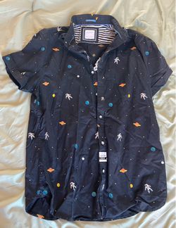 Cactus Man Ricky Singh Astronaut Space Print Button Up