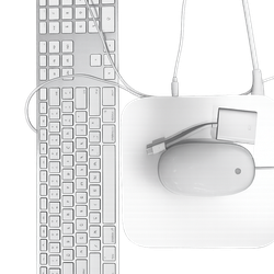 Apple Mac mini desktop silver with keyboard and mouse