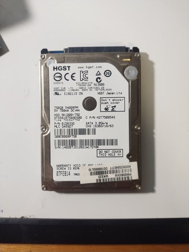 HGST 750GB HDD Laptop Hard Drive