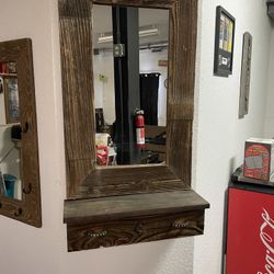 Floating Self/ Matching Mirror  w / Storage Drawer