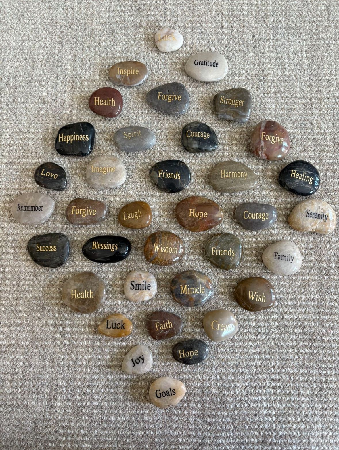36 Pcs. Engraved Inspirational Stones with Different Words, 1-2 Inch Encouragement Rocks, 