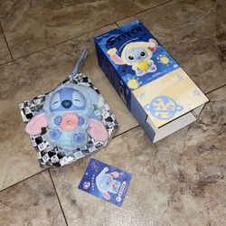Disney Miniso Stitch Eating Something Before Sleep Sleepy Donut Plush Keychain 