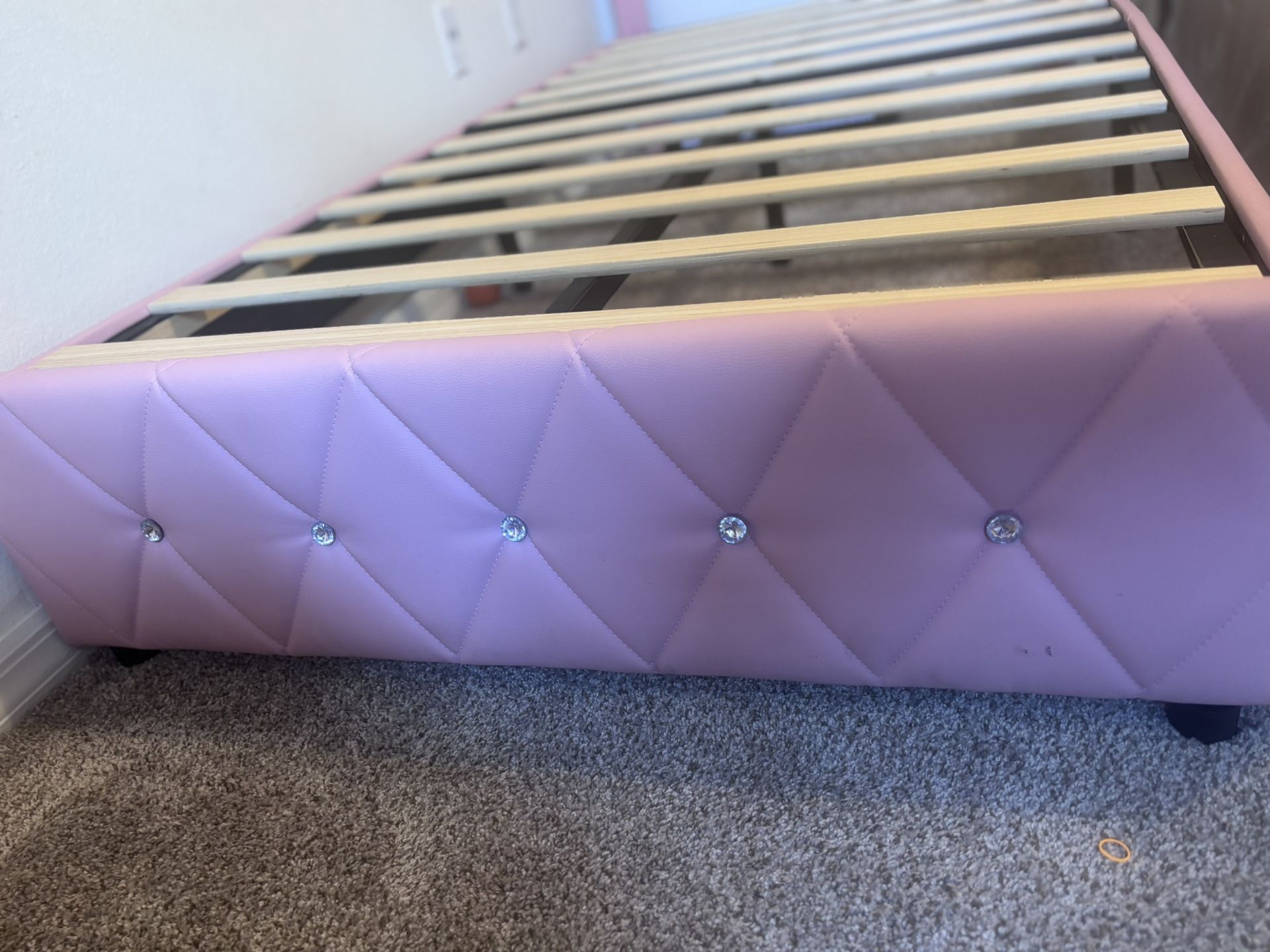 Pink Upholstered Bed Frame
