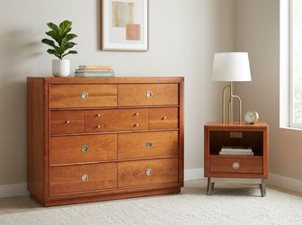 Vintage Stanley "Young America" Mid-Century Modern 10-Drawer Dresser & Nightstand Set