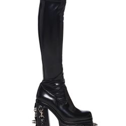 Total Bondage Stretch Spiked Platform Boots (DollSkillz)