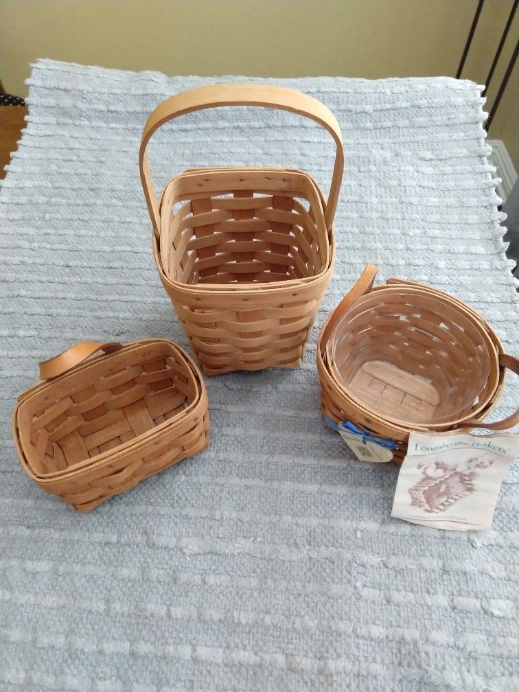 Longaberger set of 3 vintage small baskets