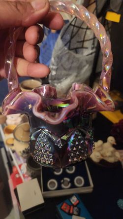 Fenton purple glass basket