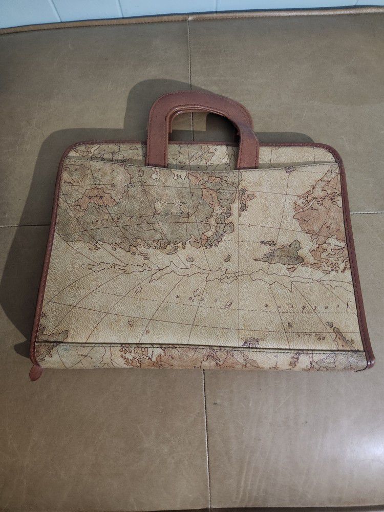 Vintage World Map Briefcase/Planner