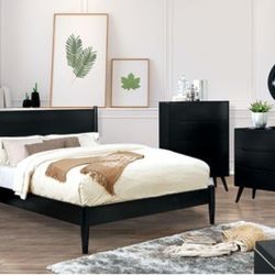 Brand New Black Modern Style 4pc Queen Bedroom Set (Available In California & Eastern King)