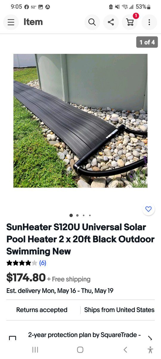 SunHeater S120U Universal Solar Pool Heater 2 by 20-Feet, Black
