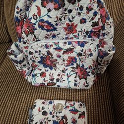 Like New Vera Bradley Backpack With Matching Wallet 