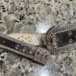 Western Bling Belt With Changeable Buckle Button